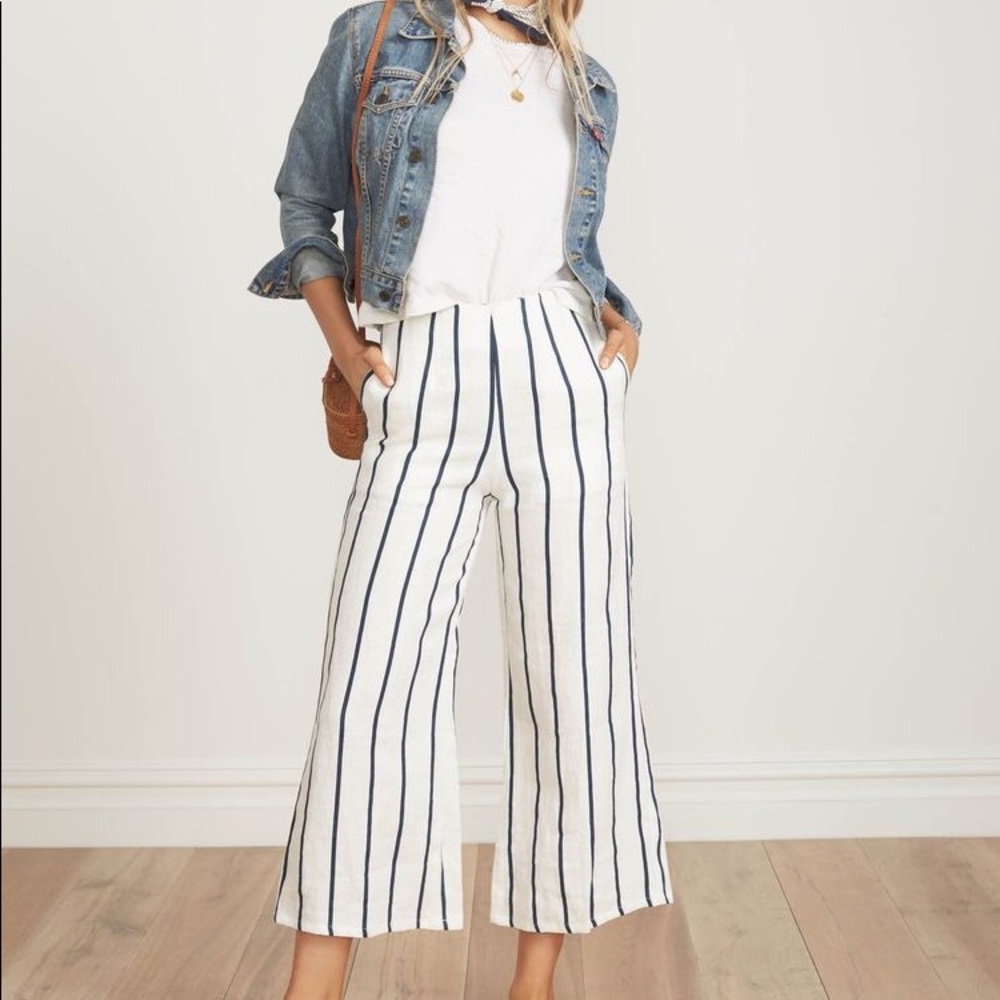 Faithfull the brand Thomson Stripe Print Navy Tomas Pants